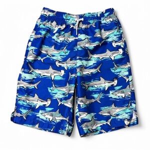 Blue Shark Print Swim Shorts large 10/12